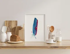 Image of a feather watercolor painting by Shayna Larsen, originals & prints available