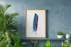 Image of a feather watercolor painting by Shayna Larsen, originals & prints available