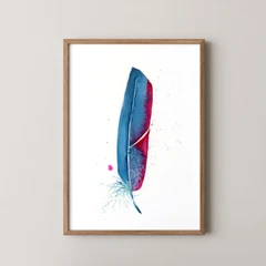 Image of a feather watercolor painting by Shayna Larsen, originals & prints available