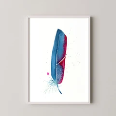 Image of a feather watercolor painting by Shayna Larsen, originals & prints available