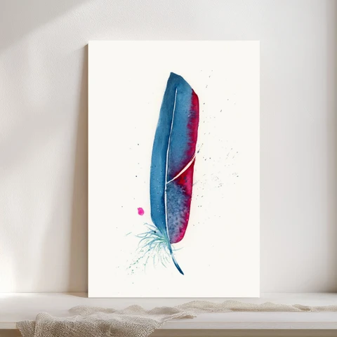 Image of a feather watercolor painting by Shayna Larsen, originals & prints available