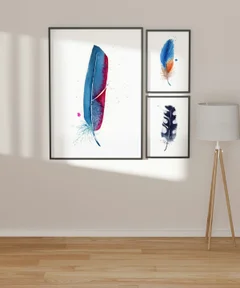 Image of a feather watercolor painting by Shayna Larsen, originals & prints available