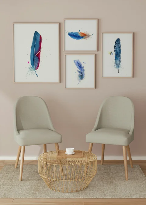 Image of a feather watercolor painting by Shayna Larsen, originals & prints available