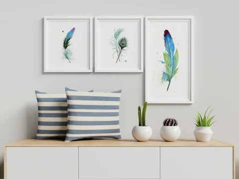 Image of a feather watercolor painting by Shayna Larsen, originals & prints available