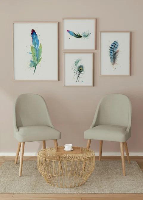 Image of a feather watercolor painting by Shayna Larsen, originals & prints available