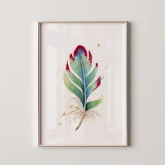 Image of a feather watercolor painting by Shayna Larsen, originals & prints available