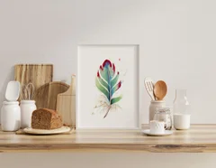 Image of a feather watercolor painting by Shayna Larsen, originals & prints available