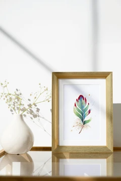 Image of a feather watercolor painting by Shayna Larsen, originals & prints available