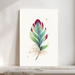 Image of a feather watercolor painting by Shayna Larsen, originals & prints available