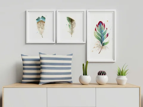 Image of a feather watercolor painting by Shayna Larsen, originals & prints available