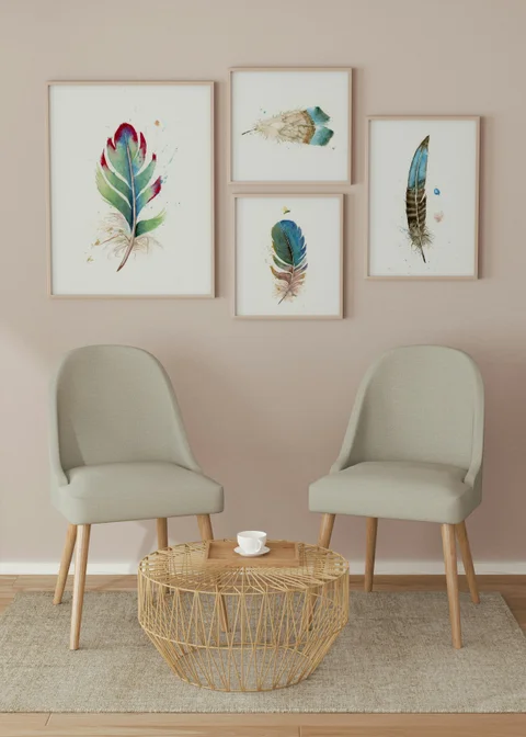 Image of a feather watercolor painting by Shayna Larsen, originals & prints available