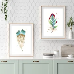 Image of a feather watercolor painting by Shayna Larsen, originals & prints available