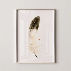Image of a feather watercolor painting by Shayna Larsen, originals & prints available