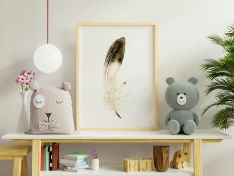 Image of a feather watercolor painting by Shayna Larsen, originals & prints available