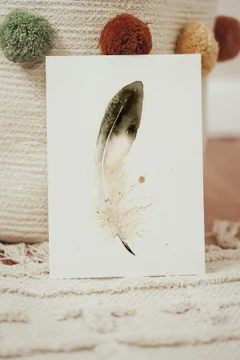 Image of a feather watercolor painting by Shayna Larsen, originals & prints available