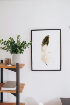 Image of a feather watercolor painting by Shayna Larsen, originals & prints available