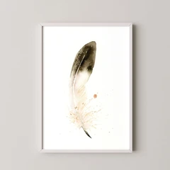 Image of a feather watercolor painting by Shayna Larsen, originals & prints available