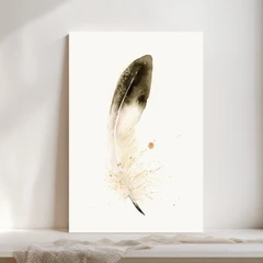 Image of a feather watercolor painting by Shayna Larsen, originals & prints available