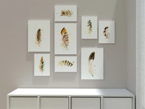 Image of a feather watercolor painting by Shayna Larsen, originals & prints available