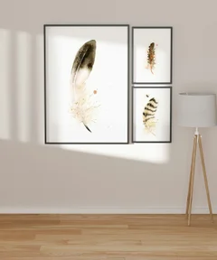 Image of a feather watercolor painting by Shayna Larsen, originals & prints available