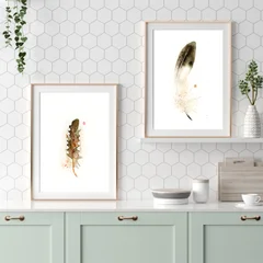 Image of a feather watercolor painting by Shayna Larsen, originals & prints available