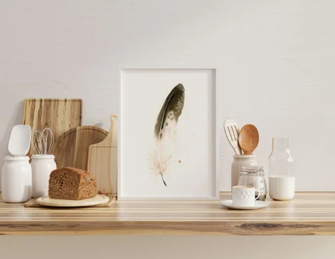 Image of a feather watercolor painting by Shayna Larsen, originals & prints available