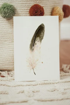 Image of a feather watercolor painting by Shayna Larsen, originals & prints available