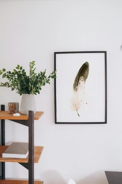 Image of a feather watercolor painting by Shayna Larsen, originals & prints available