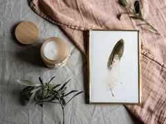 Image of a feather watercolor painting by Shayna Larsen, originals & prints available
