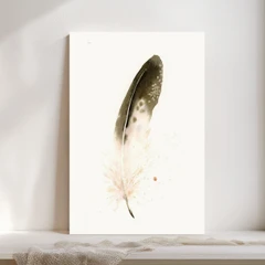 Image of a feather watercolor painting by Shayna Larsen, originals & prints available
