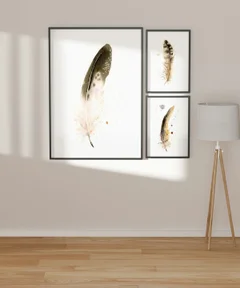 Image of a feather watercolor painting by Shayna Larsen, originals & prints available