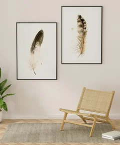 Image of a feather watercolor painting by Shayna Larsen, originals & prints available