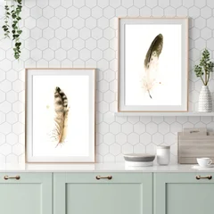 Image of a feather watercolor painting by Shayna Larsen, originals & prints available