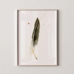 Image of a feather watercolor painting by Shayna Larsen, originals & prints available