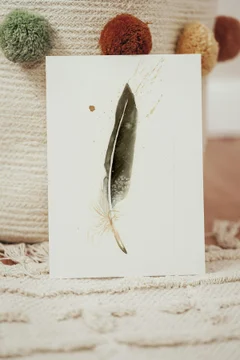 Image of a feather watercolor painting by Shayna Larsen, originals & prints available