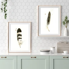 Image of a feather watercolor painting by Shayna Larsen, originals & prints available