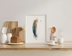 Image of a feather watercolor painting by Shayna Larsen, originals & prints available