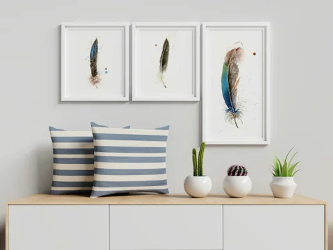 Image of a feather watercolor painting by Shayna Larsen, originals & prints available