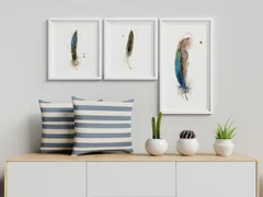 Image of a feather watercolor painting by Shayna Larsen, originals & prints available