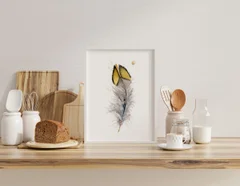 Image of a feather watercolor painting by Shayna Larsen, originals & prints available