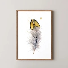 Image of a feather watercolor painting by Shayna Larsen, originals & prints available