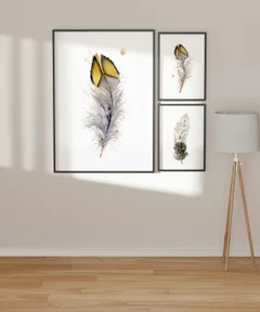 Image of a feather watercolor painting by Shayna Larsen, originals & prints available