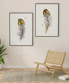 Image of a feather watercolor painting by Shayna Larsen, originals & prints available