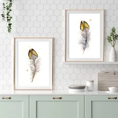 Image of a feather watercolor painting by Shayna Larsen, originals & prints available