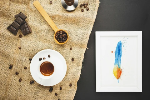 Image of a feather watercolor painting by Shayna Larsen, originals & prints available