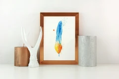 Image of a feather watercolor painting by Shayna Larsen, originals & prints available