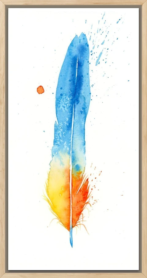 Image of a feather watercolor painting by Shayna Larsen, originals & prints available