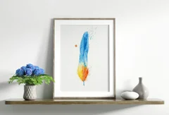 Image of a feather watercolor painting by Shayna Larsen, originals & prints available