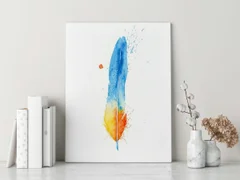 Image of a feather watercolor painting by Shayna Larsen, originals & prints available
