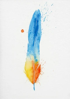 Image of a feather watercolor painting by Shayna Larsen, originals & prints available